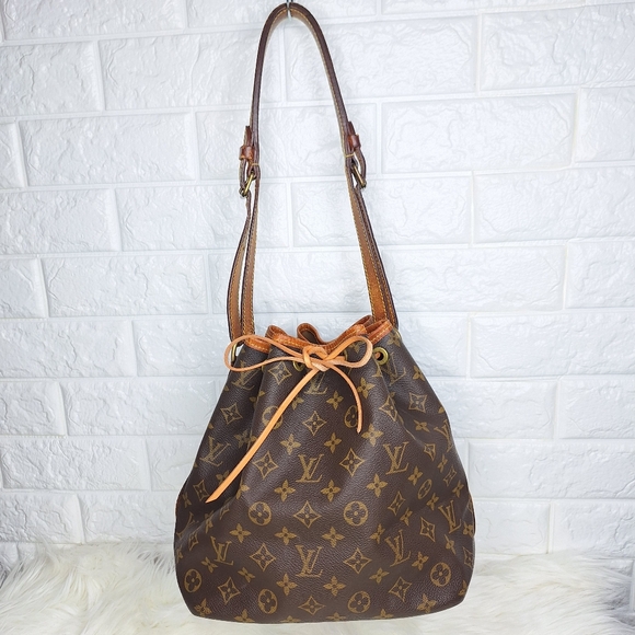 LOUIS VUITTON Brown Monogram Noe Petit Bucket and Drawstring Bag - Picture 1 of 10